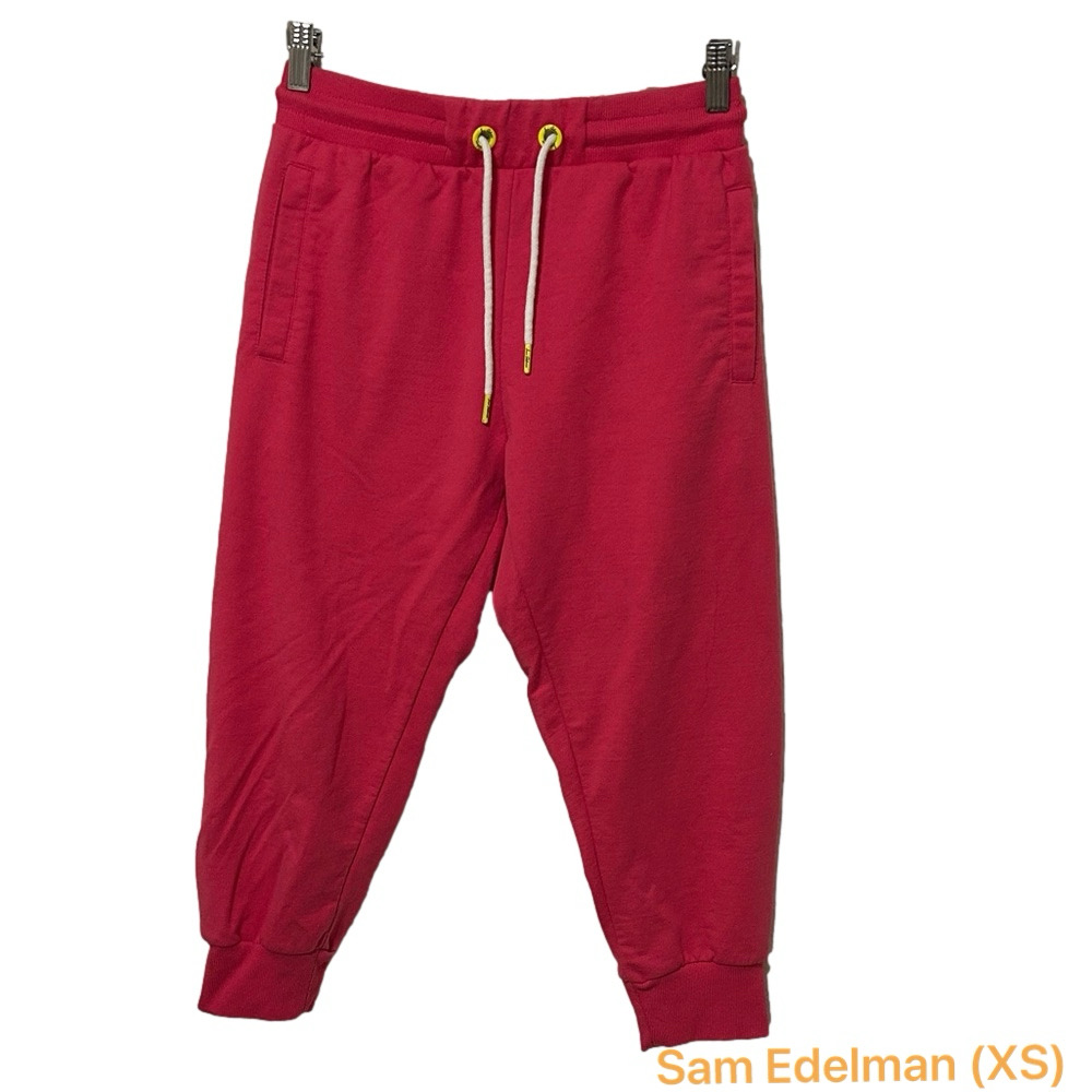 🚂Sam Edelman capri pink Jogger Sweatpants with Yellow Drawstring size XS GUC